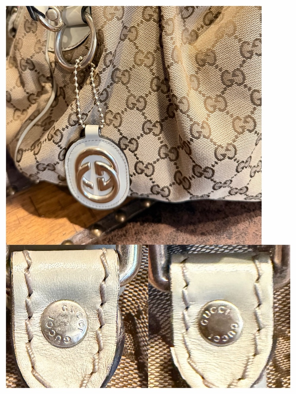 Gucci Beige GG Canvas Dome Satchel with Ivory Trim - Picture 15 of 16